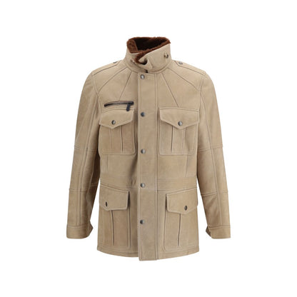 Brunello Cucinelli Beige Lambskin Full-Length Jacket - XL