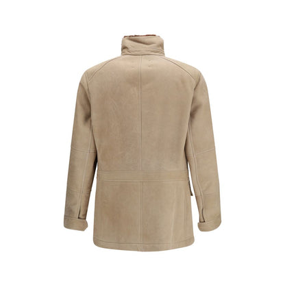 Brunello Cucinelli Beige Lambskin Full-Length Jacket - XL