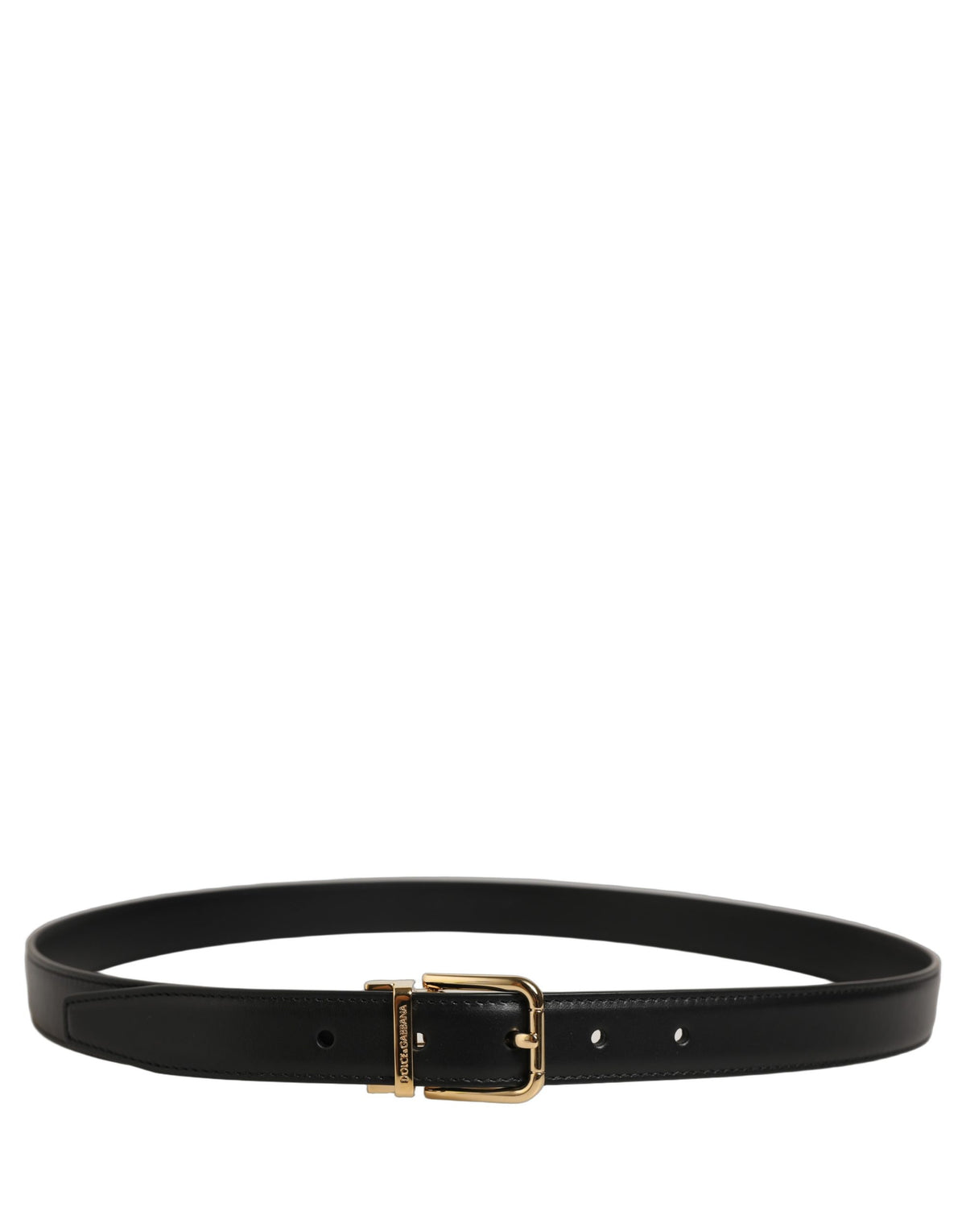 Dolce & Gabbana Black Classic Leather Gold Tone Buckle Belt L