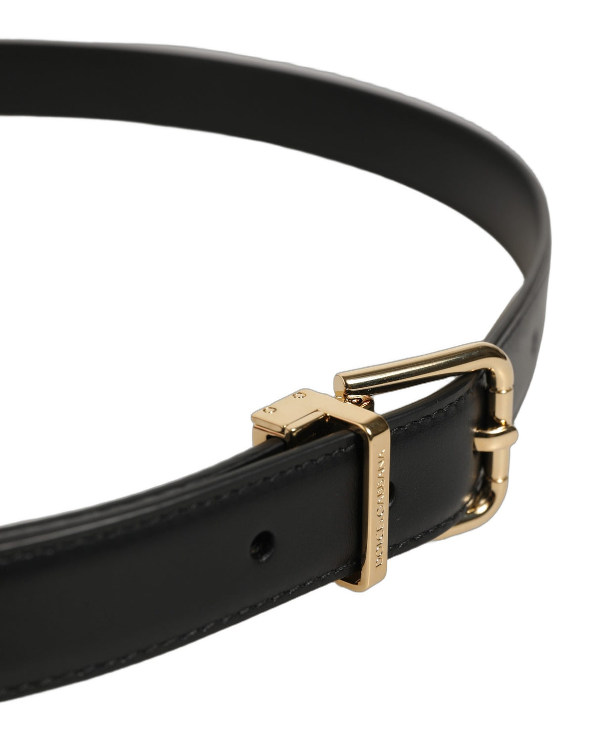 Dolce & Gabbana Black Classic Leather Gold Tone Buckle Belt L