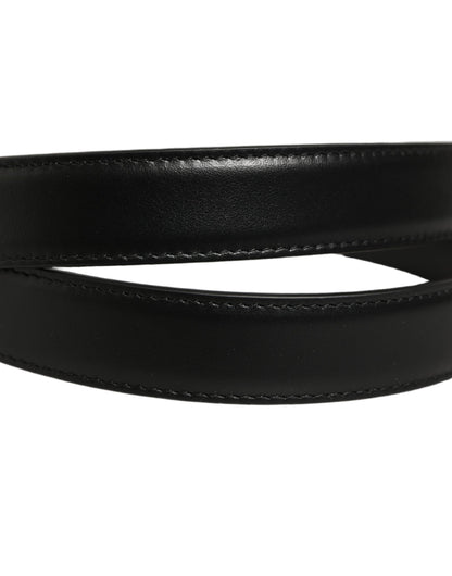 Dolce & Gabbana Black Classic Leather Gold Tone Buckle Belt L