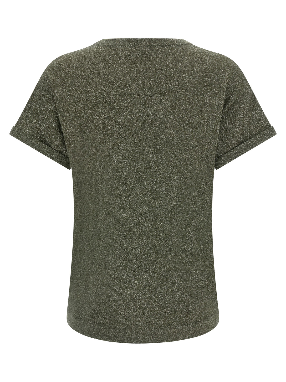Brunello Cucinelli Bicolor Cashmere Sportswear T-Shirt in Olive Green
