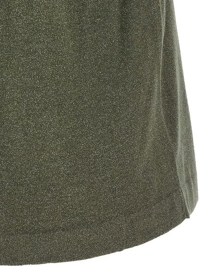 Brunello Cucinelli Bicolor Cashmere Sportswear T-Shirt in Olive Green