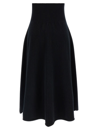 Extreme Cashmere Black Cashmere Midi Skirt
