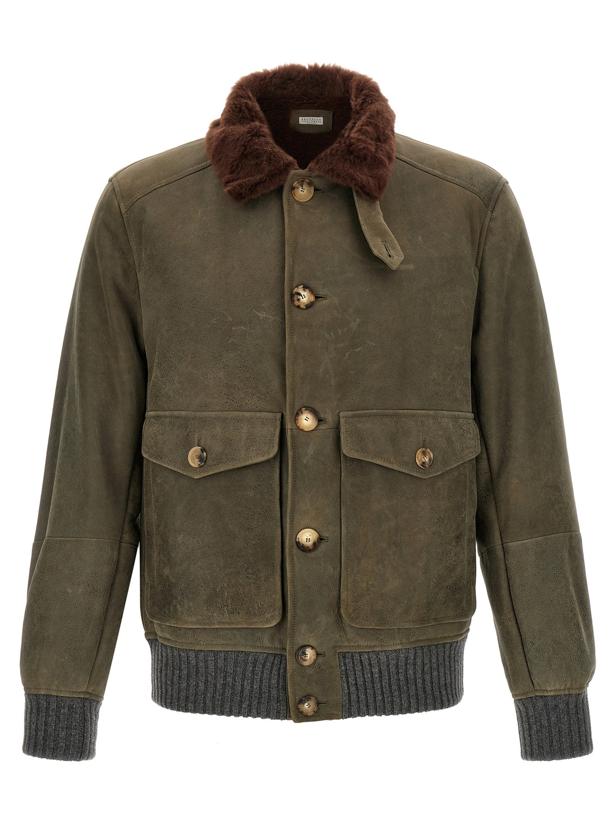 Brunello Cucinelli Bicolor Lamb Leather Jacket
