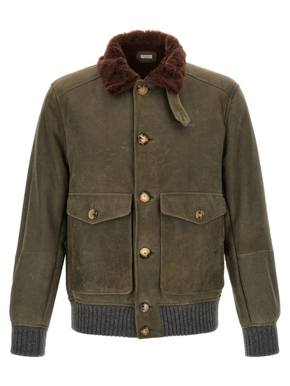 Brunello Cucinelli Bicolor Lamb Leather Jacket