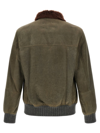 Brunello Cucinelli Bicolor Lamb Leather Jacket