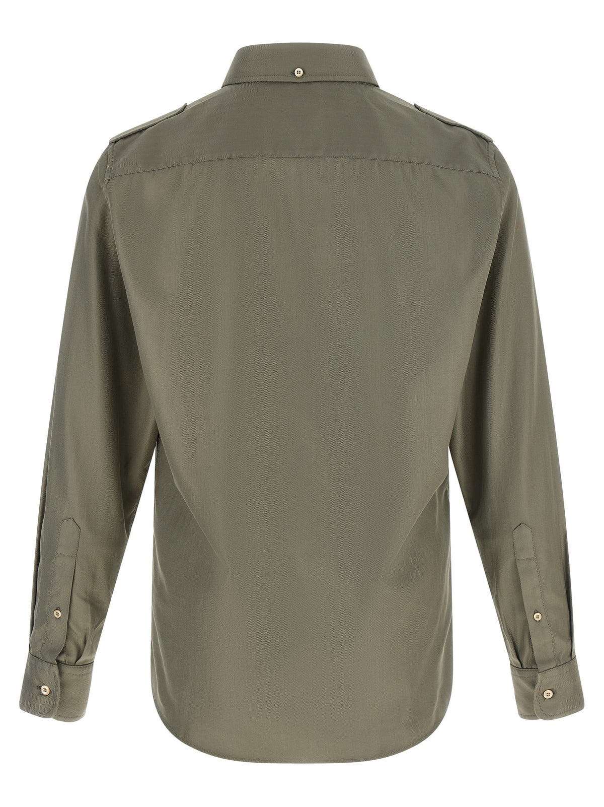 Brunello Cucinelli Bicolor Cotton Blouse in Olive Green