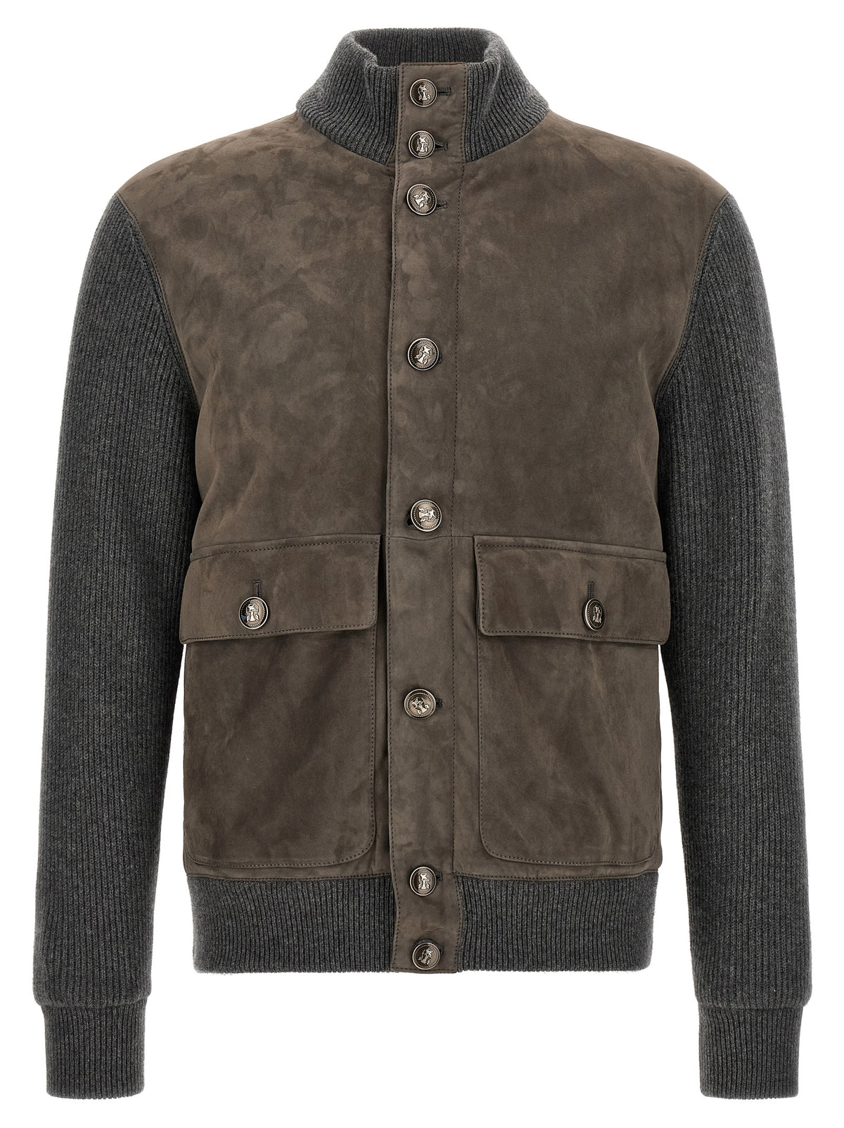 Brunello Cucinelli Gray Lamb Leather Jacket