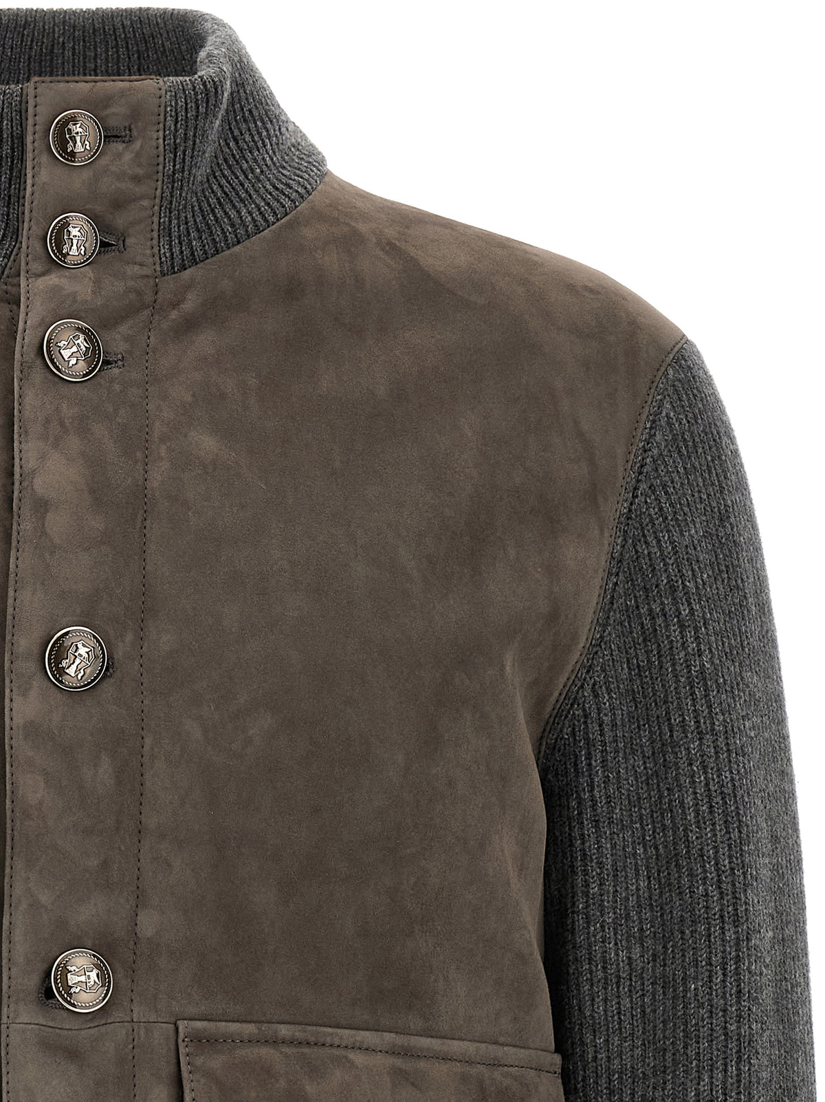 Brunello Cucinelli Gray Lamb Leather Jacket