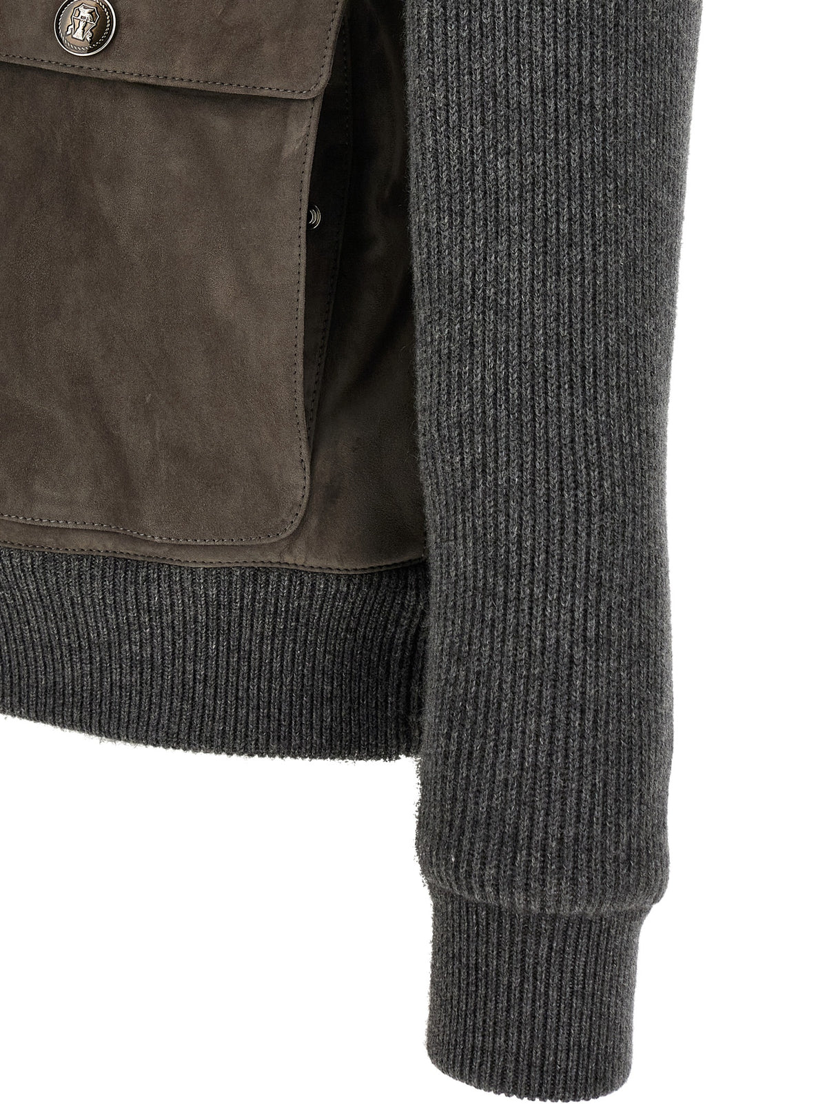Brunello Cucinelli Gray Lamb Leather Jacket