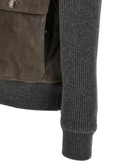 Brunello Cucinelli Gray Lamb Leather Jacket