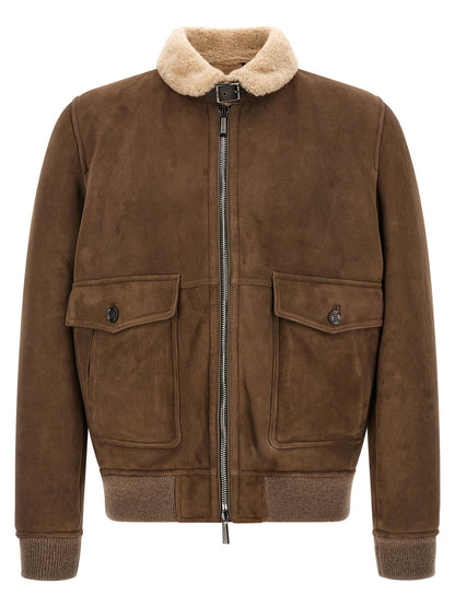 MooRER Brown Wool Bomber