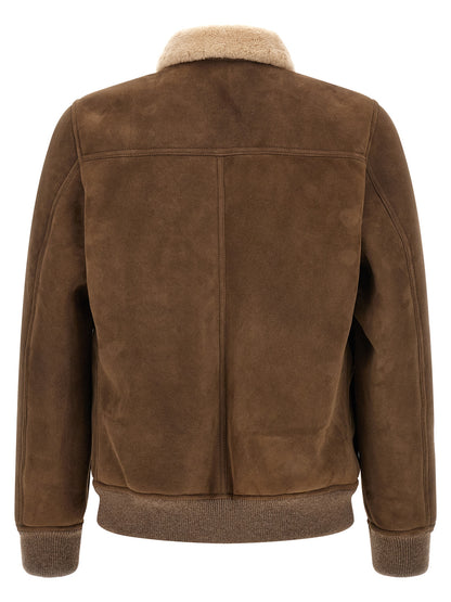 MooRER Brown Wool Bomber