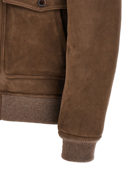 MooRER Brown Wool Bomber