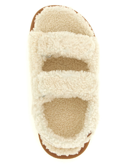 Moon Boot White Lambskin Flat Sandals