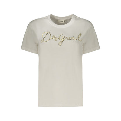 Desigual White Cotton T-Shirt