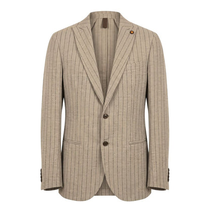 Roberto Pepe Luxury Beige Linen Men Jacket
