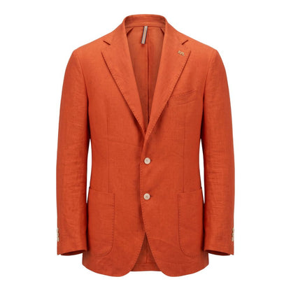 Roberto Pepe Luxury Orange Linen Men Jacket