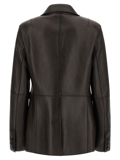 P.A.R.O.S.H. Black Lamb Leather Blazer