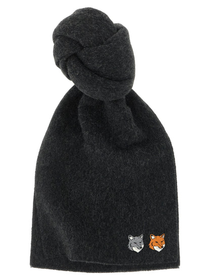 Maison Kitsuné Gray Virgin Wool Scarf