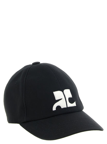 Courrèges Black Cotton Cap (Baseball Hat)