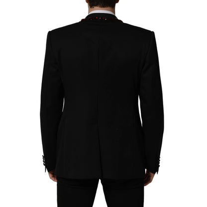 Dolce & Gabbana Black Crystal Embellished Blazer Jacket