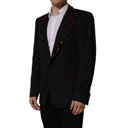 Dolce & Gabbana Black Crystal Embellished Blazer Jacket