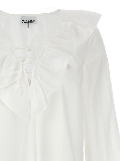 Ganni White Cotton Blouse
