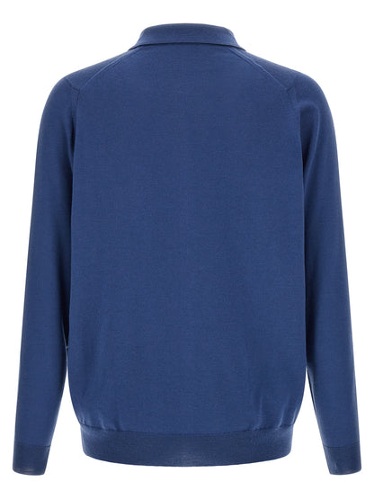 JOHN SMEDLEY Blue Merino Wool Blouse