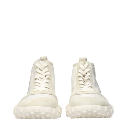 Jil Sander White Fabric High Top Sneakers