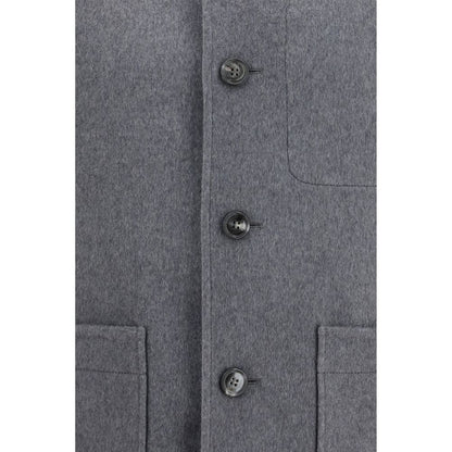 Ami Paris Gray Wool Oves Aries Full-Length Jacket