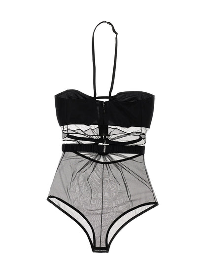 Nensi Dojaka Black Polyamide Bodysuit