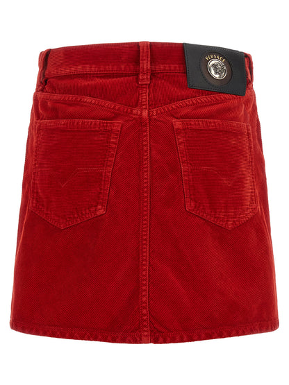 Versace Red Cotton Long Skirt