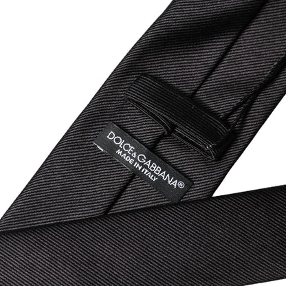 Dolce & Gabbana Black Solid 100% Silk Adjustable Men Tied Necktie Tie