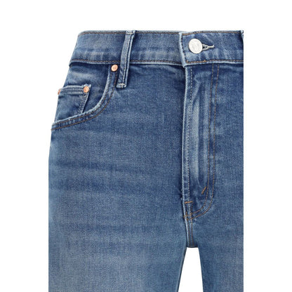 Mother Denim Blue Cotton Flared Jeans