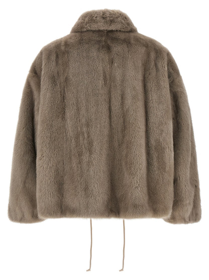 SIMONETTA RAVIZZA Gray Mink Full-Length Jacket