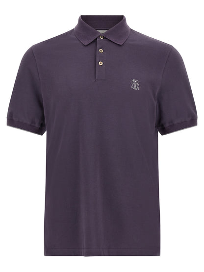 Brunello Cucinelli Purple Cotton Polo Shirt
