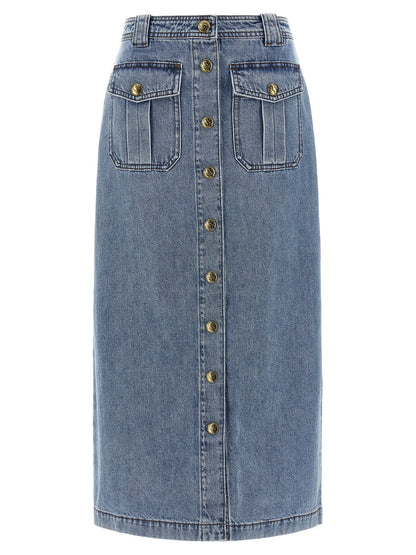 Zimmermann Blue Cotton Midi Skirt