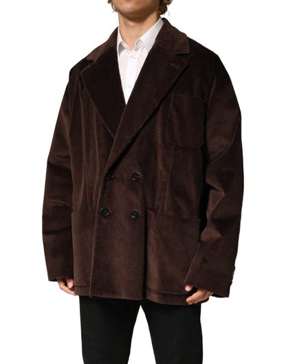 Dolce & Gabbana Brown Double Breasted Corduroy Blazer Jacket