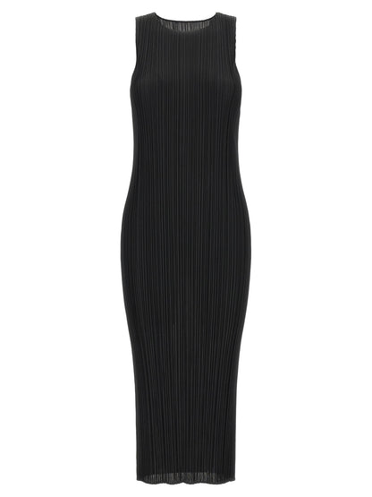 PLEATS PLEASE ISSEY MIYAKE Black Polyester Midi Dress