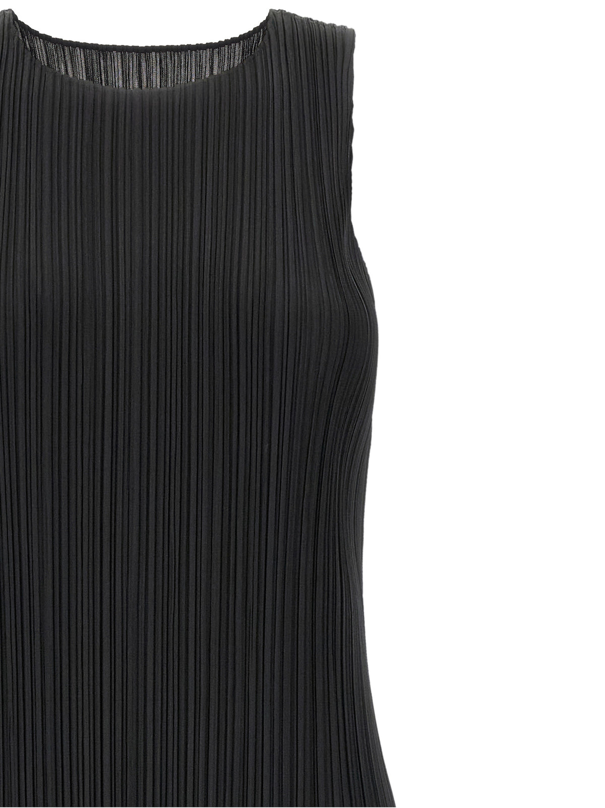PLEATS PLEASE ISSEY MIYAKE Black Polyester Midi Dress