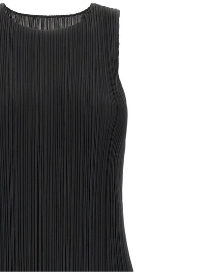 PLEATS PLEASE ISSEY MIYAKE Black Polyester Midi Dress
