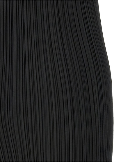 PLEATS PLEASE ISSEY MIYAKE Black Polyester Midi Dress