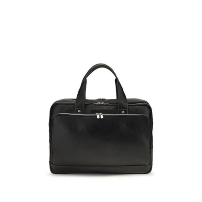 Brunello Cucinelli Black Calf Leather Bos Taurus Handbag