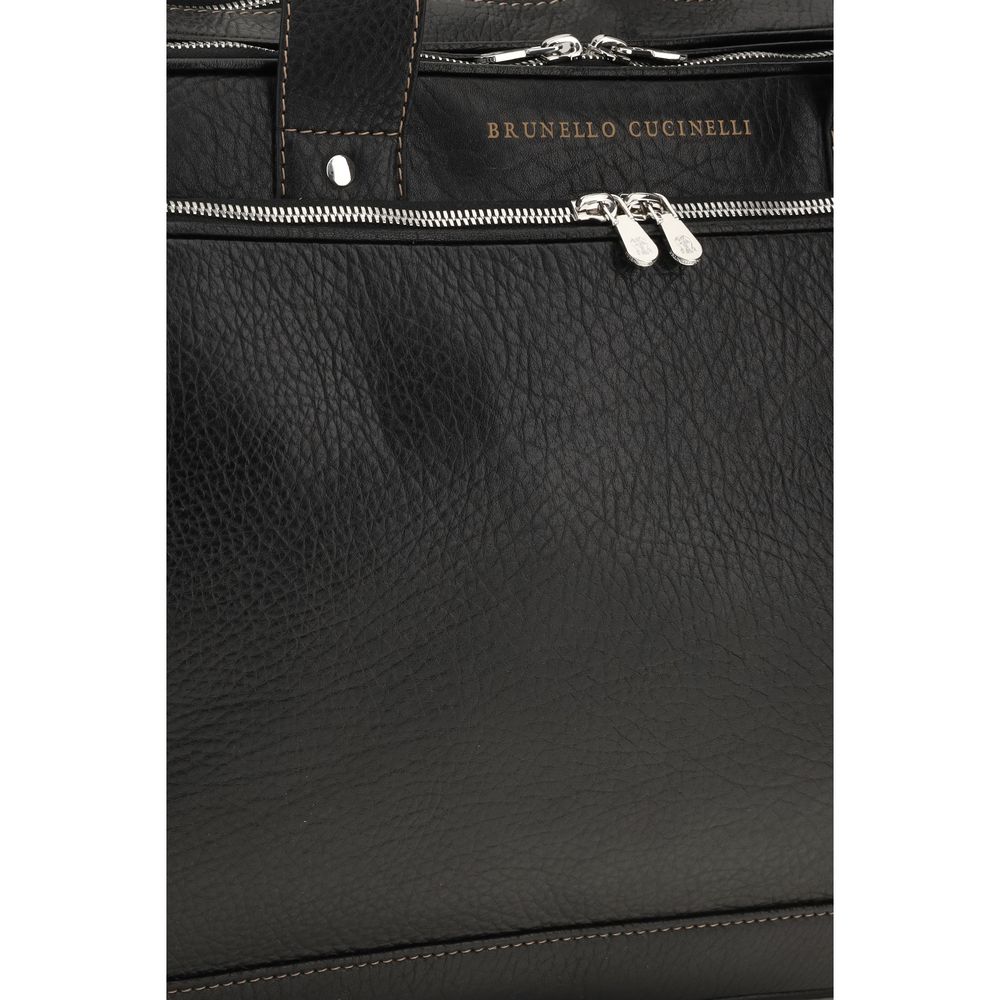 Brunello Cucinelli Black Calf Leather Bos Taurus Handbag