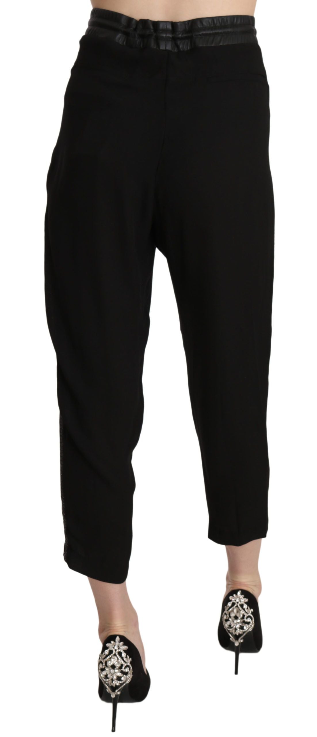  - Chic High Waist Cropped Pants in Elegant Black