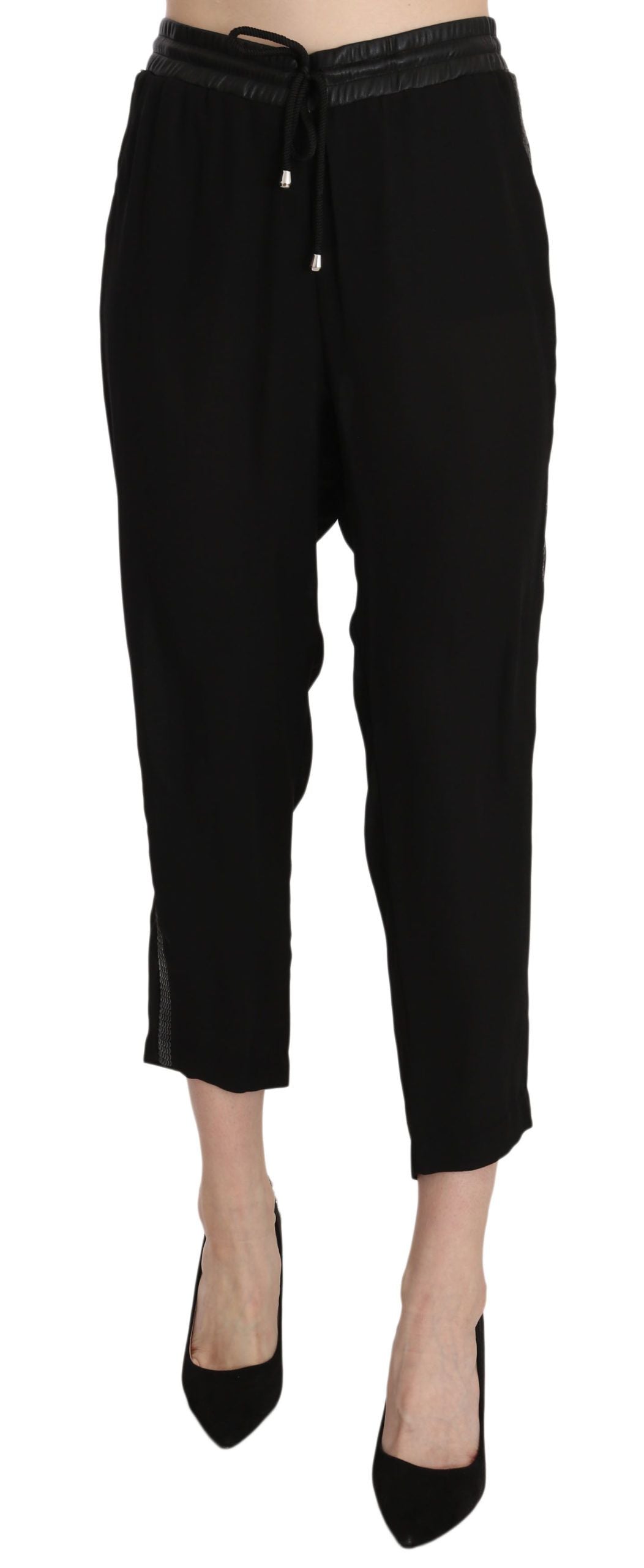  - Chic High Waist Cropped Pants in Elegant Black