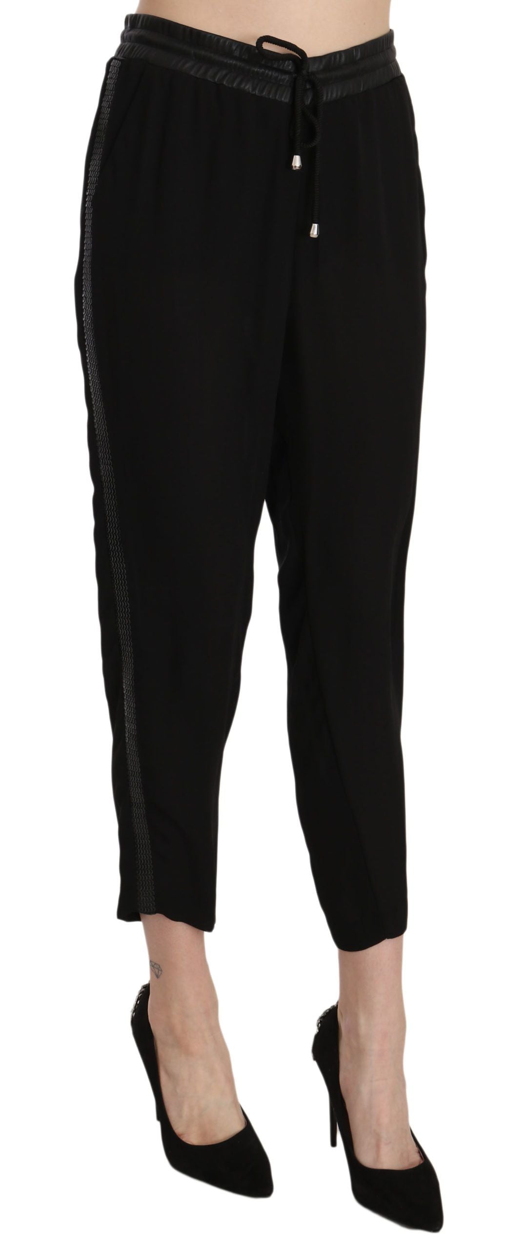  - Chic High Waist Cropped Pants in Elegant Black