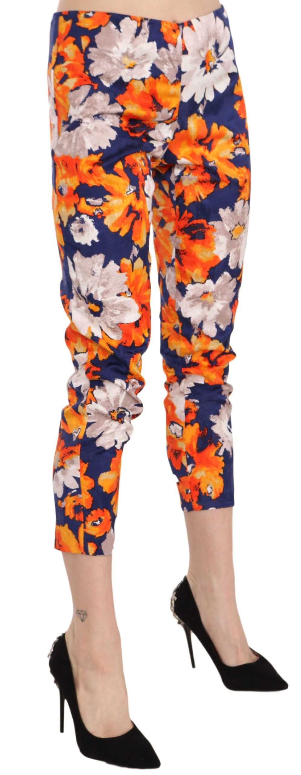  - Floral Print Skinny Mid-Waist Pants